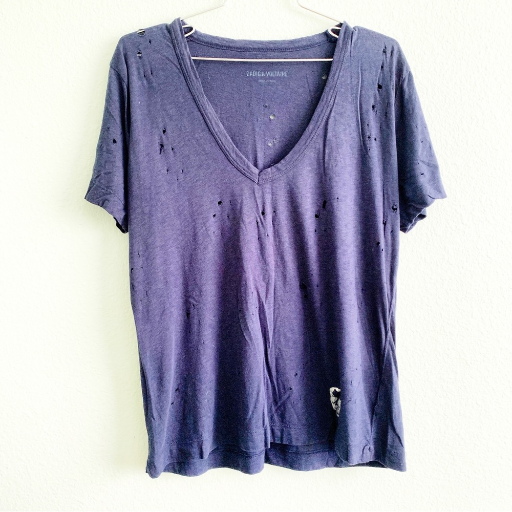 ZADIG AND VOLTAIRE tshirt shirt tee wassa holes Medium short sleeve punk casual